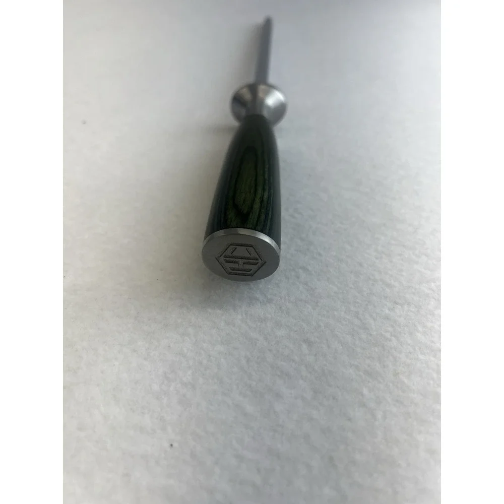 Hexclad 9-In‎ Honing Rod Carbon Steel Rod Green Pakkawood Handle